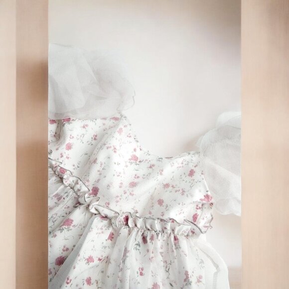 NWT J.ING Floral Print Bubble Sleeve Mini Dress - Picture 5 of 6